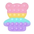 Popit figure bear a fashionable silicon toy for fidgets. Addictive anti stress toy in pastel rainbow colors. Bubble