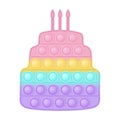 Popit figure big cake as a fashionable silicon toy for fidgets. Addictive anti stress toy in pastel rainbow colors Royalty Free Stock Photo