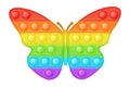 Popit figure butterfly a fashionable silicon toy for fidgets. Addictive anti stress toy in bright rainbow colors. Bubble