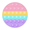 Popit figure circle as a fashionable silicon toy for fidgets. Addictive anti stress toy in pastel rainbow colors. Bubble