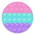 Popit figure circle as a fashionable silicon toy for fidgets. Addictive anti stress toy in pastel colors. Bubble anxiety