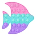 Popit figure fish as a fashionable silicon toy for fidgets. Addictive anti stress toy in pastel colors. Bubble anxiety