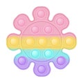 Popit figure flower as a fashionable silicon toy for fidgets. Addictive anti stress toy in pastel rainbow colors. Bubble