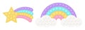 Popit figure star tail and pastel rainbow as a fashionable silicon toy for fidgets. Addictive anti stress toy in pastel Royalty Free Stock Photo