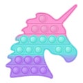 Popit figure unicorn a fashionable silicon toy for fidgets. Addictive anti stress toy in pastel colors. Bubble anxiety