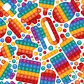 Popit pattern. Antistress colored toys for fingers garish vector seamless background