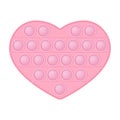 Popit pink heart as a fashionable silicon fidget toy. Addictive anti-stress cute toy in pastel colors. Bubble sensory