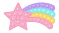 Popit pink star with a rainbow tail in style a fashionable silicon fidget toys. Antistress toy in pastel colors - pink