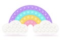 Popit rainbow on the clouds as a fashionable silicon fidget toys. Addictive antistress toy for fidget in pastel colors