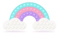 Popit rainbow on the clouds as a fashionable silicon fidget toys. Addictive antistress toy for fidget in pastel colors Royalty Free Stock Photo