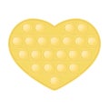 Popit yellow heart as a fashionable silicon fidget toy. Addictive anti-stress cute toy in pastel colors. Bubble sensory
