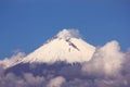 Popocatepetl volcano with snow and clouds near cholula  puebla, mexico III Royalty Free Stock Photo