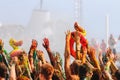 POPOVKA UKRAINE, AUGUST 6, 2013. Young people having fun at the festival KAZANTIP Z21. Royalty Free Stock Photo