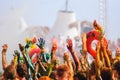 POPOVKA UKRAINE, AUGUST 6, 2013. Young people having fun at the festival KAZANTIP Z21. Royalty Free Stock Photo