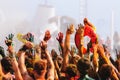 POPOVKA UKRAINE, AUGUST 6, 2013. Young people having fun at the festival KAZANTIP Z21. Royalty Free Stock Photo