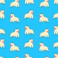 Seamless pattern with cartoon ox on blue background Royalty Free Stock Photo