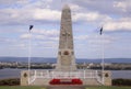 Poppies laid in front of the State War Memorial, Kings Park, Perth.