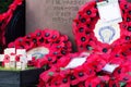 Poppies left at a memorial during Rememberance Day