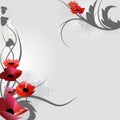 Poppies over grey illustration