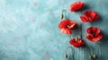 Poppies of Remembrance: Symbolic Red Blooms on Pastel Backdrop for ANZAC Day and Armistice Commemorations