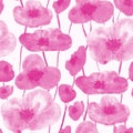 Poppies seamless pattern pink