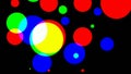 Poppy color disco circles flashing animation on the