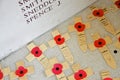 Poppy Crosses dedicated to missing soldiers of WW1 Royalty Free Stock Photo
