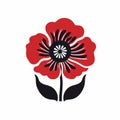 Minimalist Poppy Flower Vector Illustration With Bold Colors