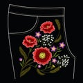 Poppy embroidery stitches for jeans