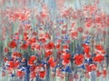 Poppy field watercolor background