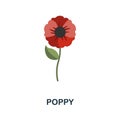 Poppy flat icon. Colored element sign from flowers collection. Flat Poppy icon sign for web design, infographics and