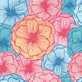 Poppy flower doodle floral vector seamless pattern summer fabric print design. Line texture petals Royalty Free Stock Photo