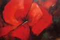 poppy flower oil painting on canvas close-up, abstract background, Abstract expressionist oil painting of a red flower with an Royalty Free Stock Photo