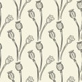 Poppy flower seamless pattern. Poppies wallpaper illustration Royalty Free Stock Photo