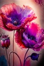 Poppy flowers in watercolor style on grunge background, digital painting Royalty Free Stock Photo