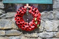 Poppy remembrance wreath on Falklands War Memorial, Stanley, Falkland Islands Royalty Free Stock Photo