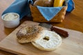 Poppy Seed Bagel with Cream Cheese Royalty Free Stock Photo