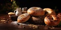 Poppy Seed Bagel Isolated, One Round Bread Bun, Poppyseed Wheat Bakery for Breakfast