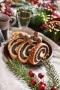 Poppy seed roll for Christmas Royalty Free Stock Photo