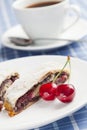 Poppy seed strudel with cherry. Royalty Free Stock Photo