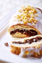 Poppy seed strudel for Christmas; close up Royalty Free Stock Photo