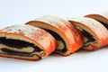 Poppy seed strudel sprinkled with sugar Royalty Free Stock Photo