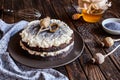 Poppy seeds cake with mascarpone and whipped cream Royalty Free Stock Photo