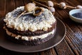 Poppy seeds cake with mascarpone and whipped cream Royalty Free Stock Photo