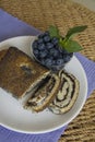 Poppy seeds strudel with blueberry Royalty Free Stock Photo