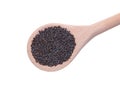 Poppy seeds in wooden spoon