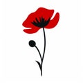 Poppy Silhouette Vector Flat Simple Identification Symbol