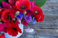 Poppy, sweet pea and corn flowers Royalty Free Stock Photo