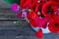 Poppy, sweet pea and corn flowers Royalty Free Stock Photo