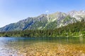 Poprad Mountain Lake, or Popradske Pleso, is the mountain lake located in the High Tatras, Slovakia Royalty Free Stock Photo